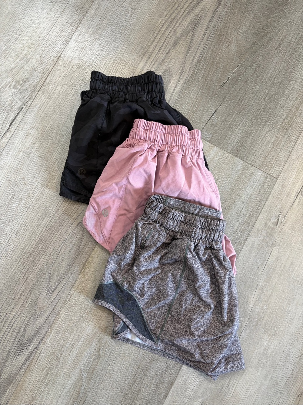 lululemon athletica Black, Pink & Heather Gray lululemon Athletic Shorts Trio